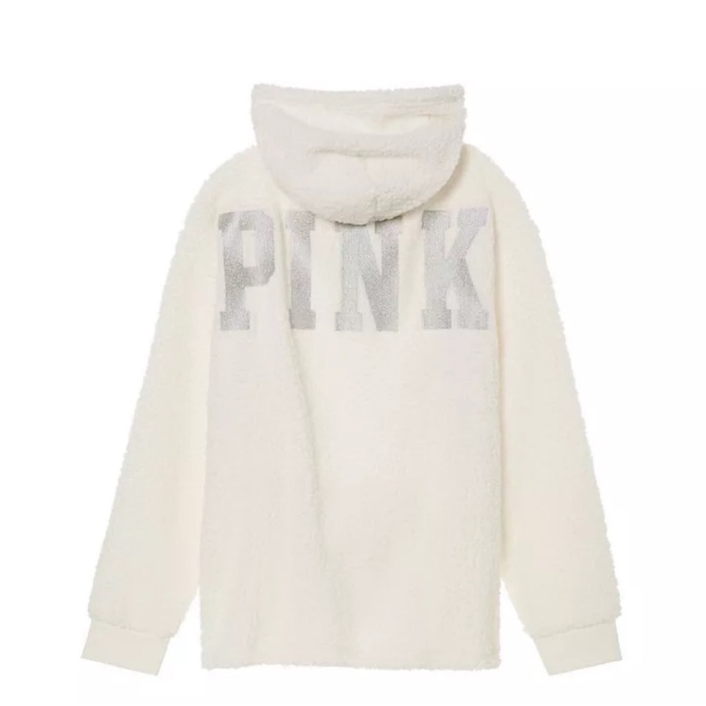 Victoria's Secret White and Gray Sherpa Hoodie
